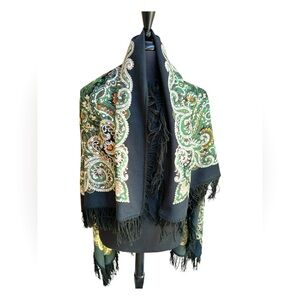 Sequin Beaded Shawl Wraps Fringed Black Silver 59 X 59.’ Pre-Loved